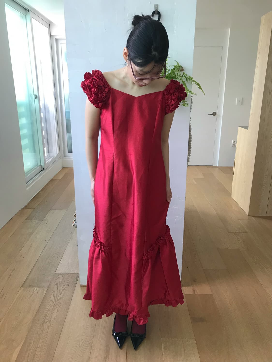 vintage red frill dress 상품이미지5