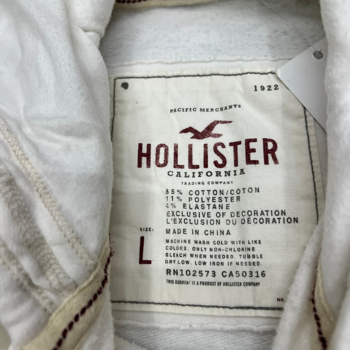 착샷O 홀리스터 화이트블루 암레터링 후드집업 상품이미지2