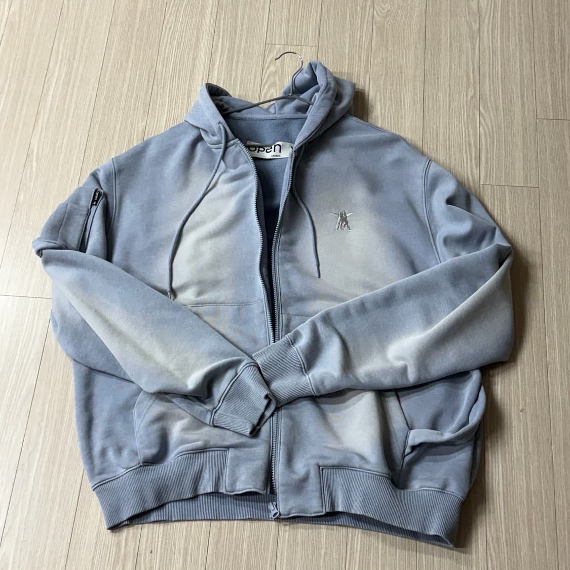 오픈와이와이 포켓 워시드 박스 후드집업 (S, Blue) 상품이미지4