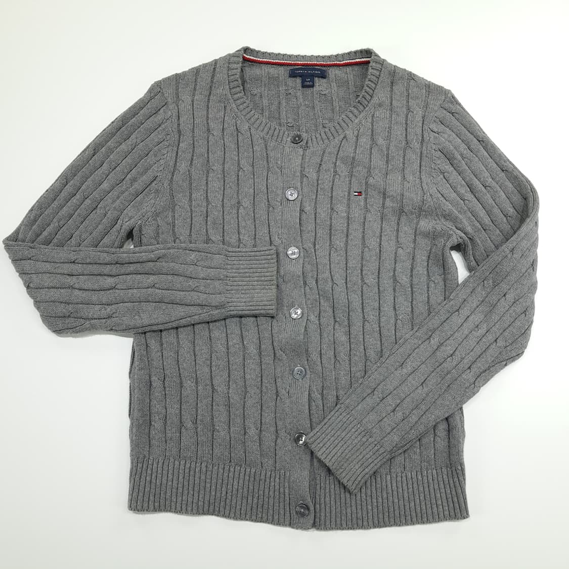CN948W S 타미힐피거 그레이 케이블 니트 스웨터 가디건 상품이미지2