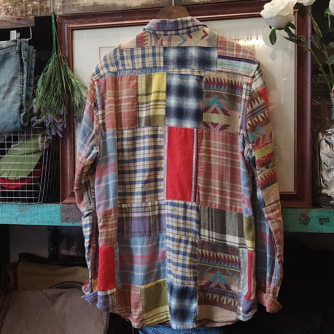 폴로 데님앤서플라이 패치워크 투포켓 체크셔츠 M 상품이미지4