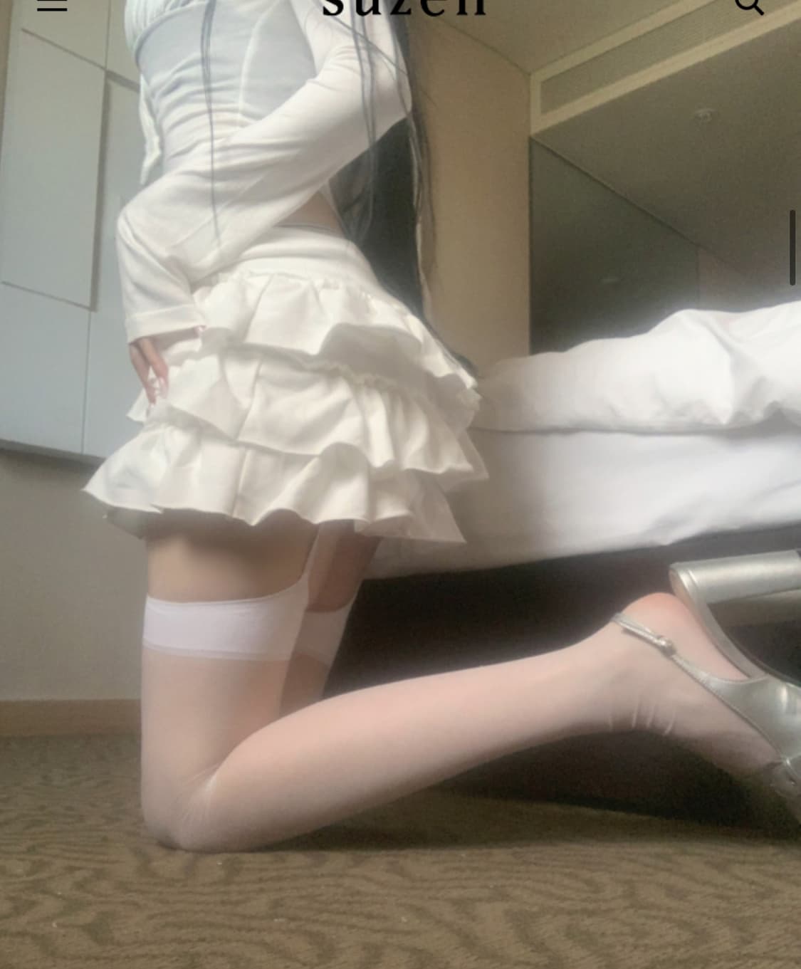 (세트로 판매) 스젠 레이스 슬리브리스 미니스커트 화이트 상품이미지4