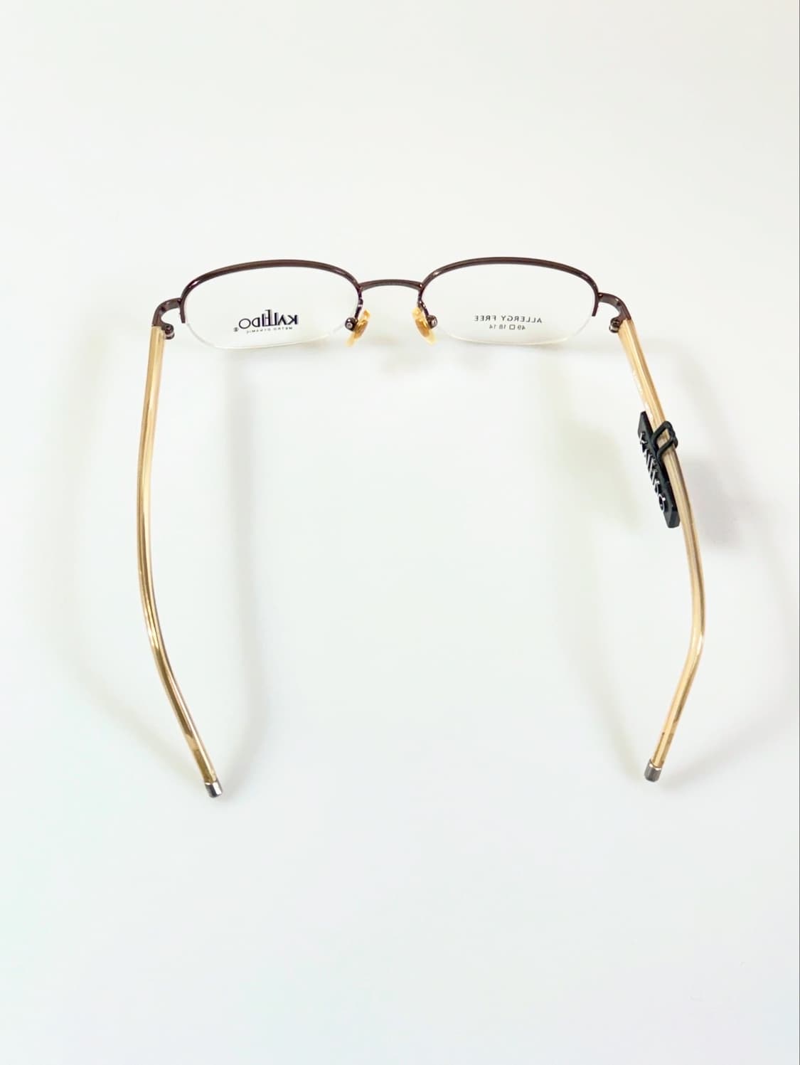 90s KALEIDO 브라운 반무테 스퀘어 빈티지 안경 상품이미지5