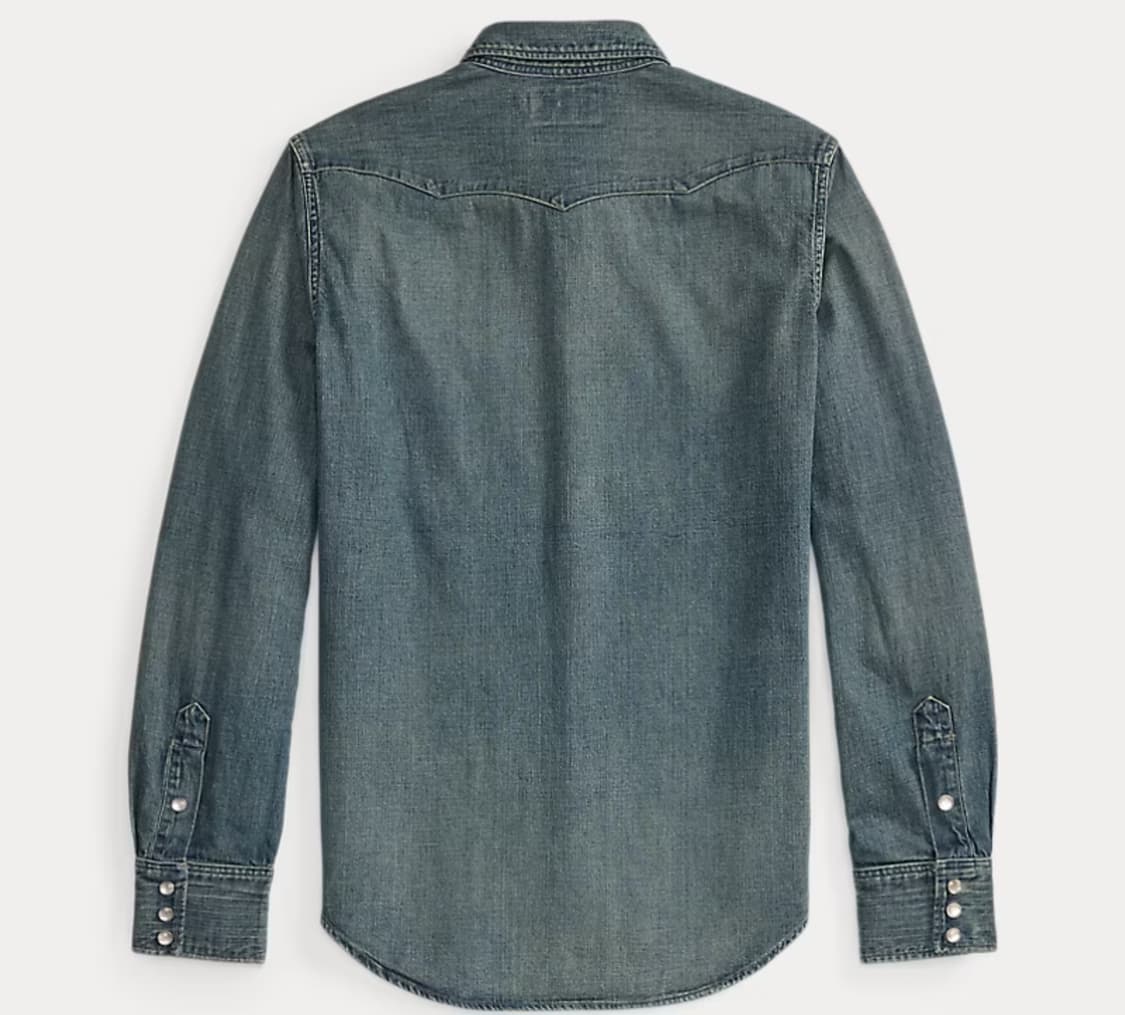 RRL(더블알엘) 슬림핏 데님(중청) 웨스턴 셔츠(L) 상품이미지2