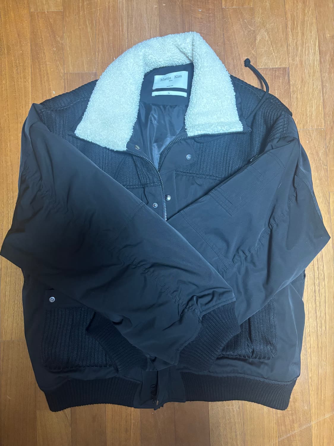 마뗑킴 KNIT MIXED FLIGHT JUMPER L사이즈 상품이미지3