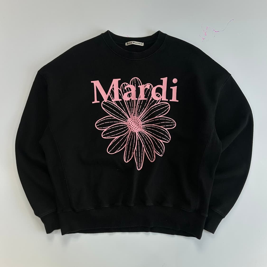 Mardi mercredi 마르디메크르디 핑크로고 블랙 맨투맨 상품이미지3