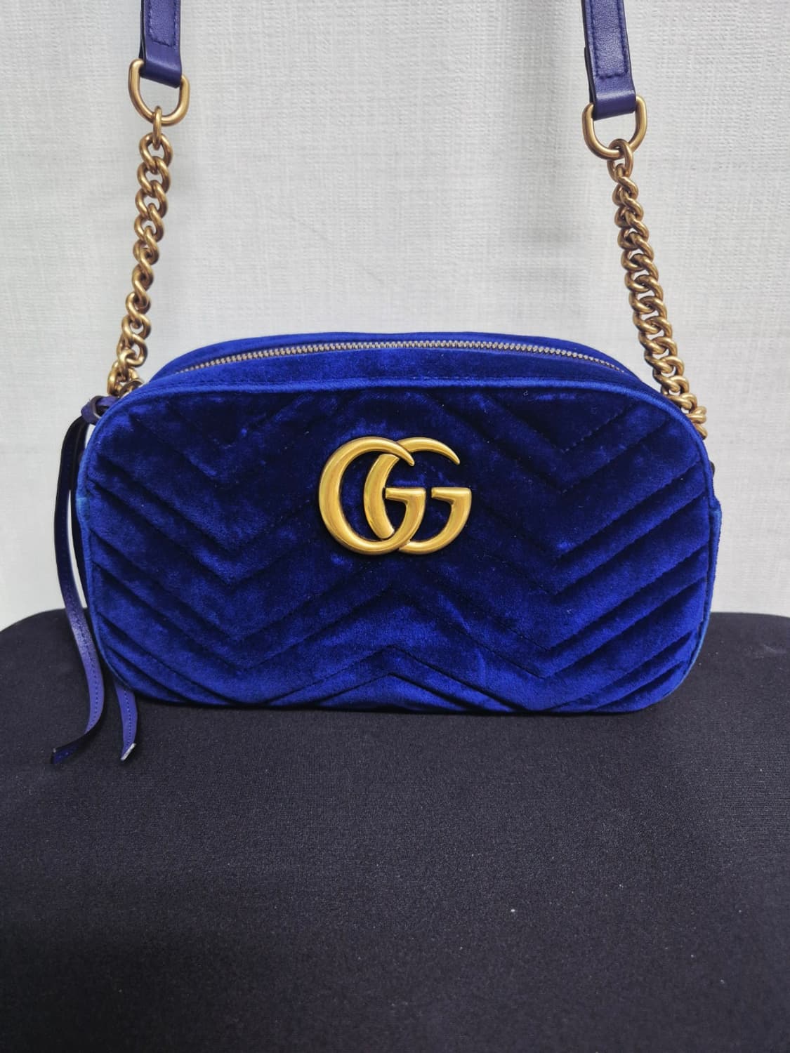 구찌 마몽 벨벳 카메라백 블루 상품이미지3
