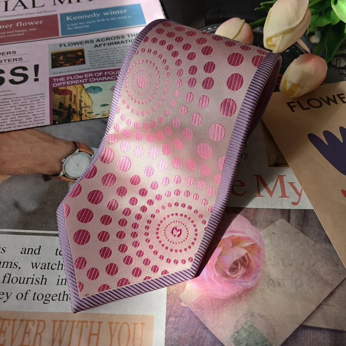 밀라숀 실크 핑크 도트 패턴 넥타이 9.2cm A등급 A19752
 상품이미지4