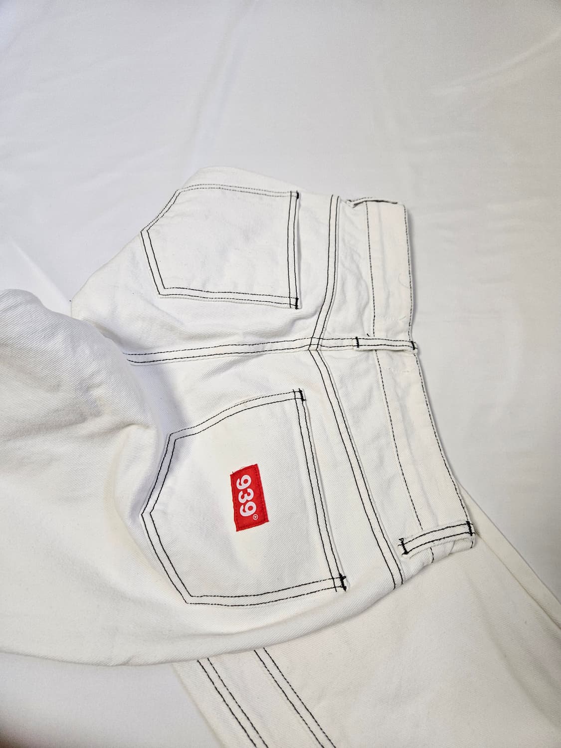 아카이브볼드 더블니 데님팬츠 코튼 카펜더 바지 화이트 S 상품이미지3