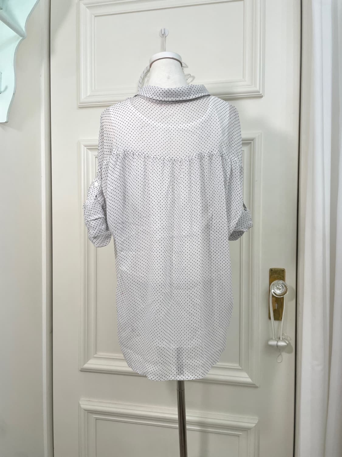 white dot shirring bow blouse 상품이미지3