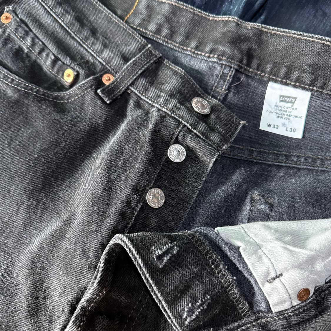 리바이스 501 블랙 데님 팬츠 33 상품이미지2