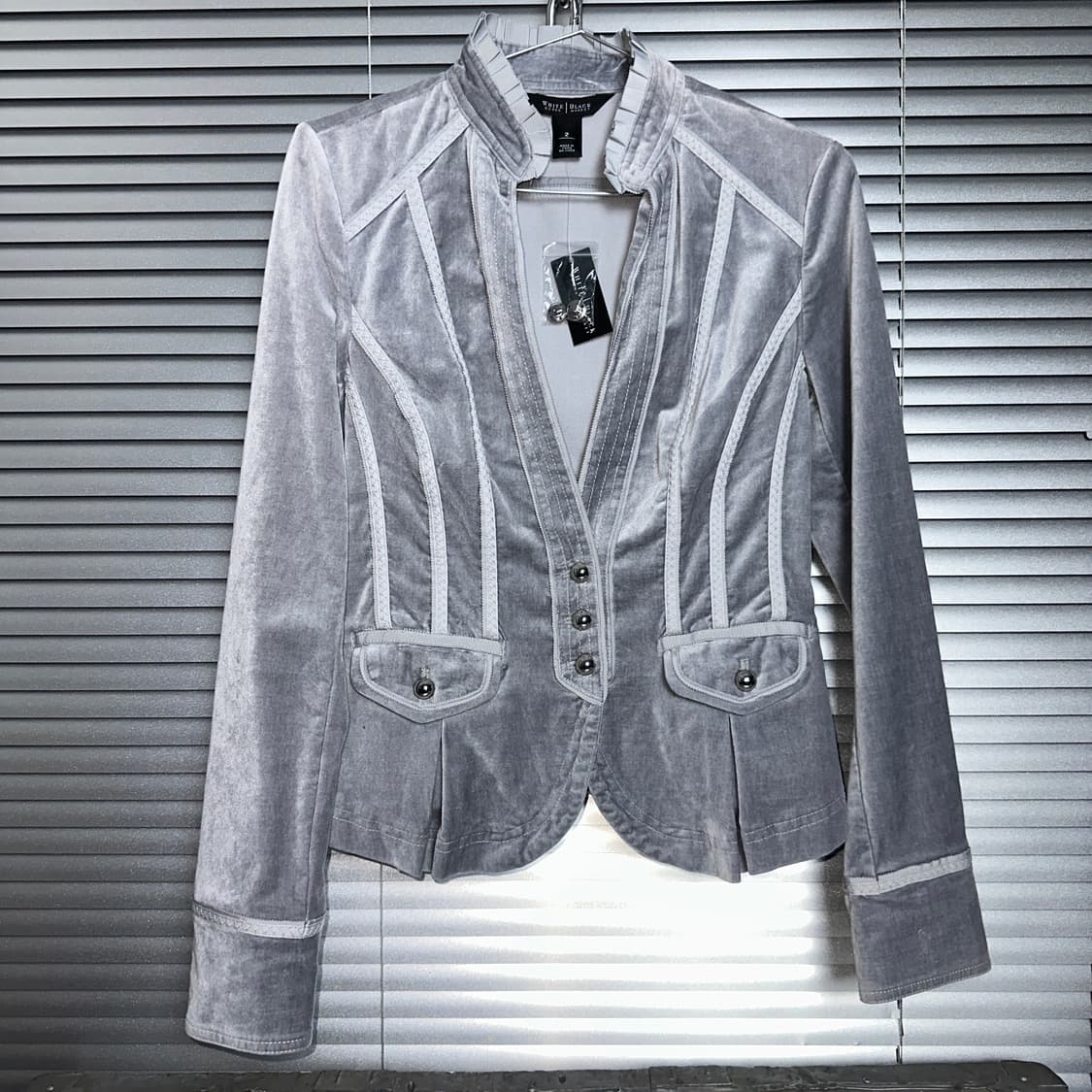 00s 데드스톡 화이트 하우스 블랙 마켓 벨벳 빅토리안 러플 자켓 상품이미지1