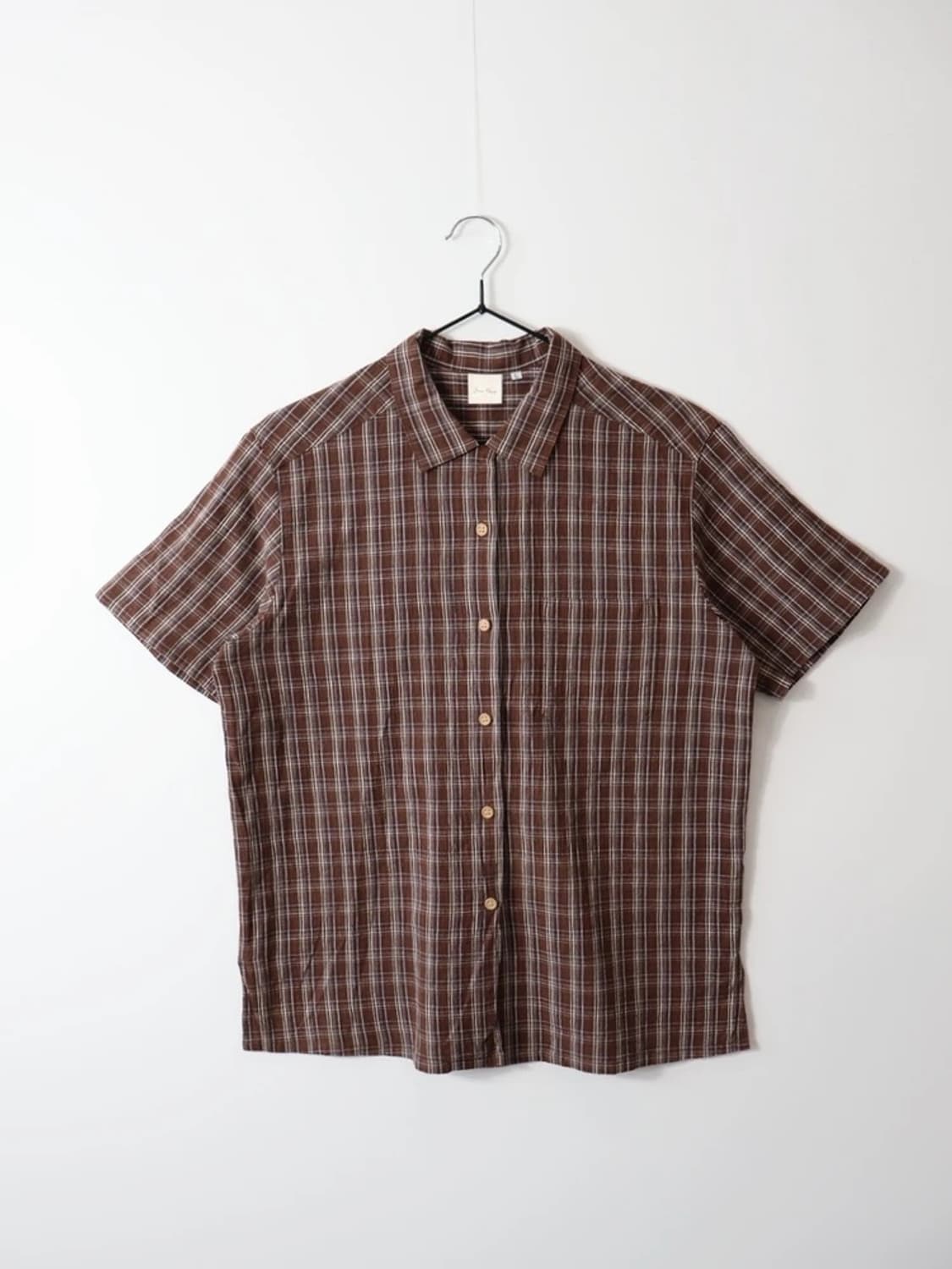 Jino House Brown Linen Check Shirt 상품이미지4