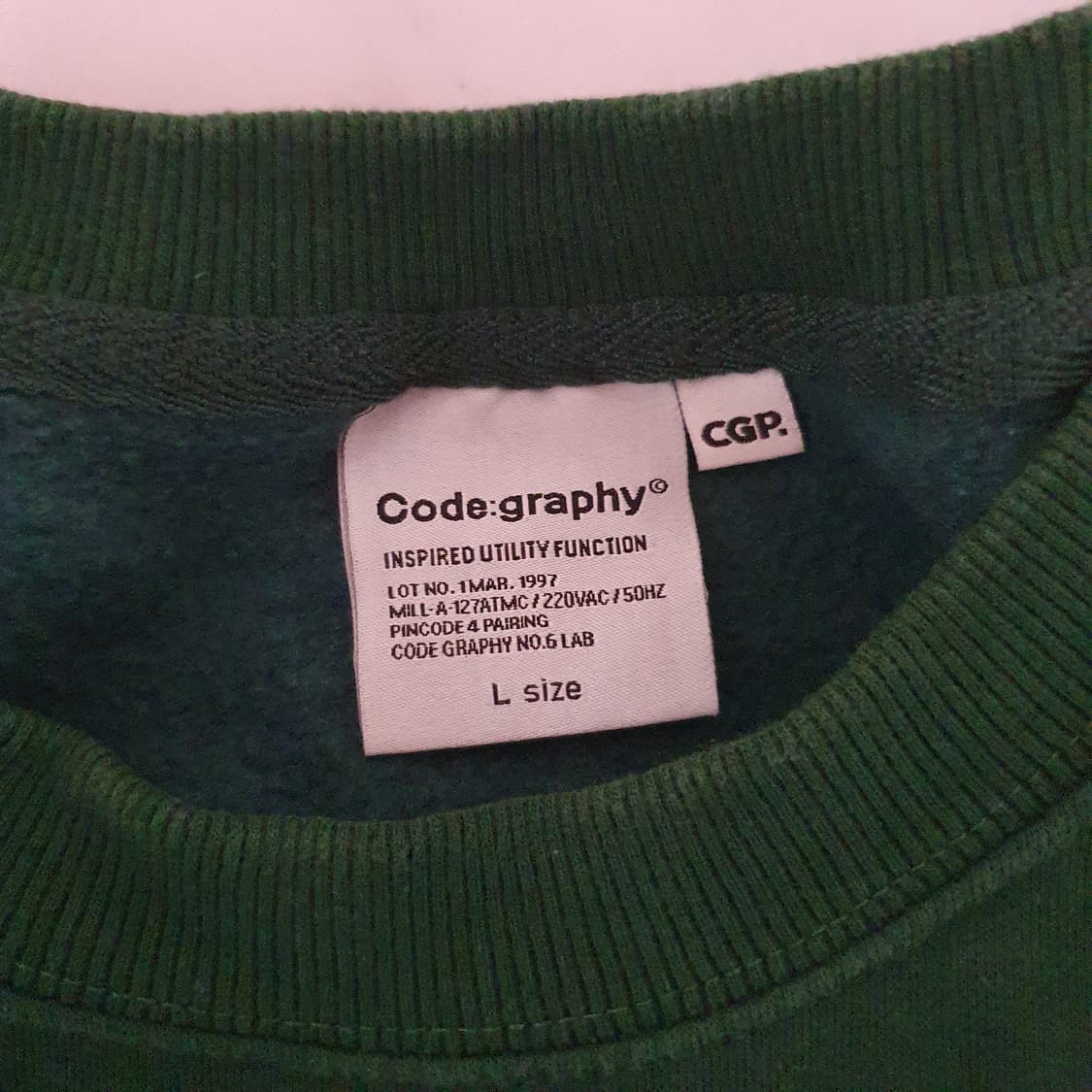 Code:graphy CGP 그린 맨투맨 티셔츠 L 상품이미지3