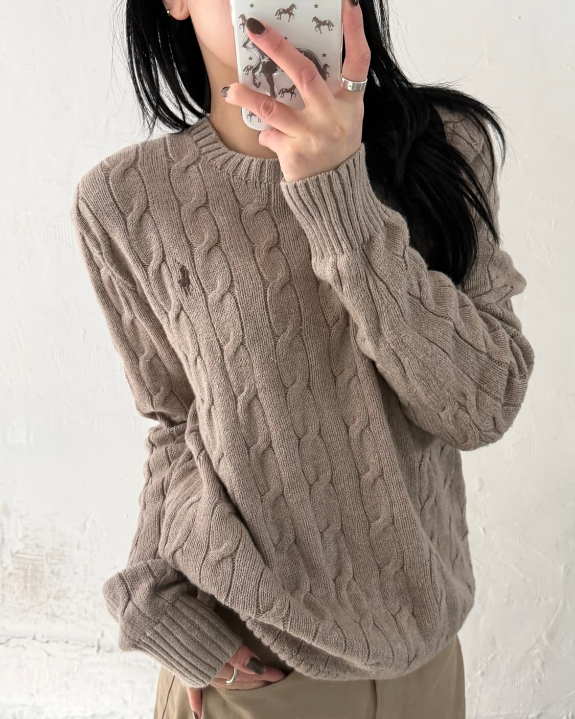 Polo 폴로 랄프로렌 신형 딥베이지컬러 코튼 케이블 니트 상품이미지5