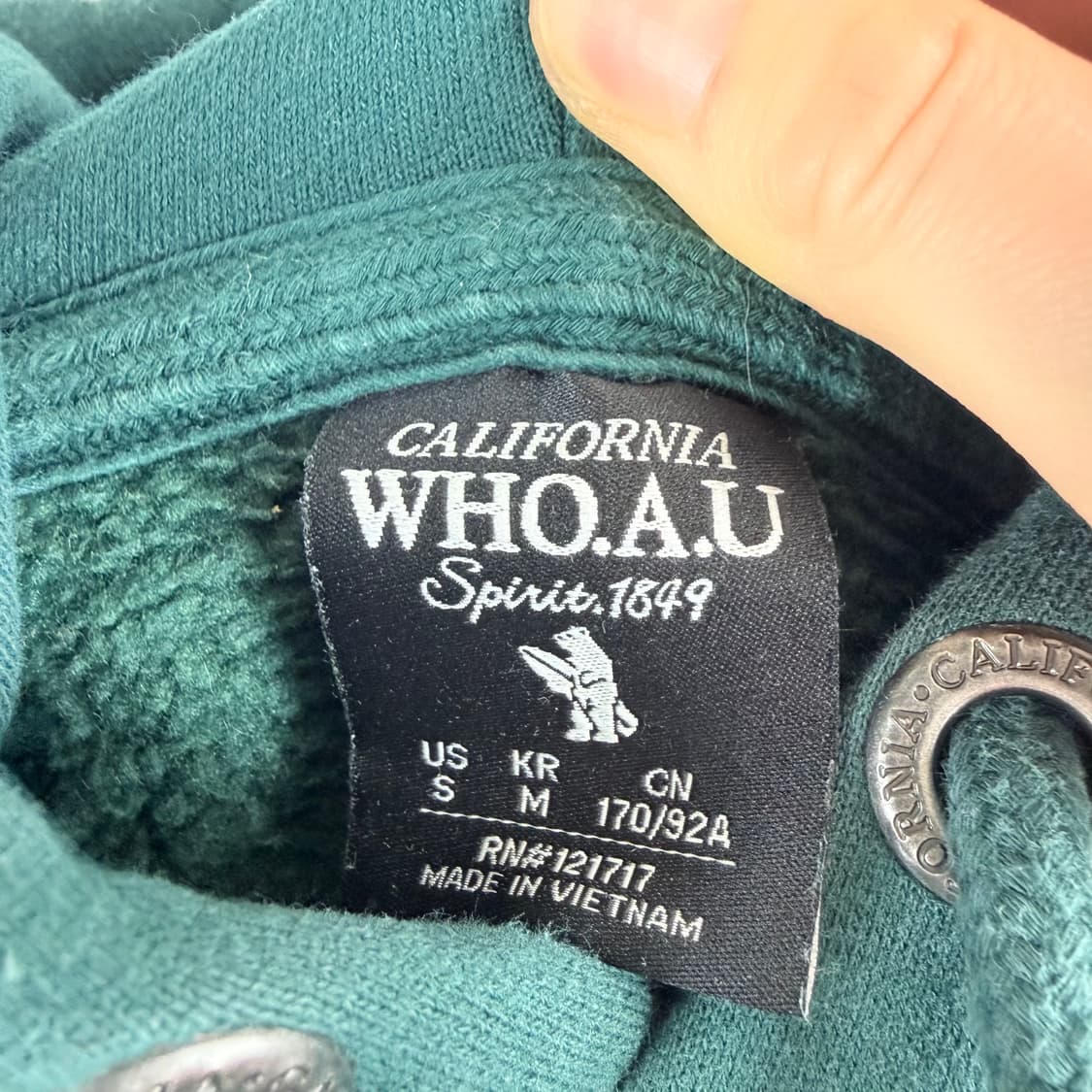 (M) 후아유 스몰로고 양털 기모 후드 티 딥그린 상품이미지5