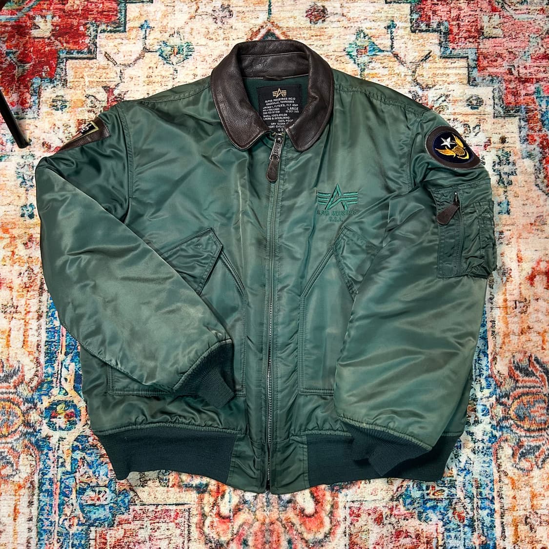 [XL] 00s 알파인더스트리 CWU-45 가죽패치 항공자켓 상품이미지1