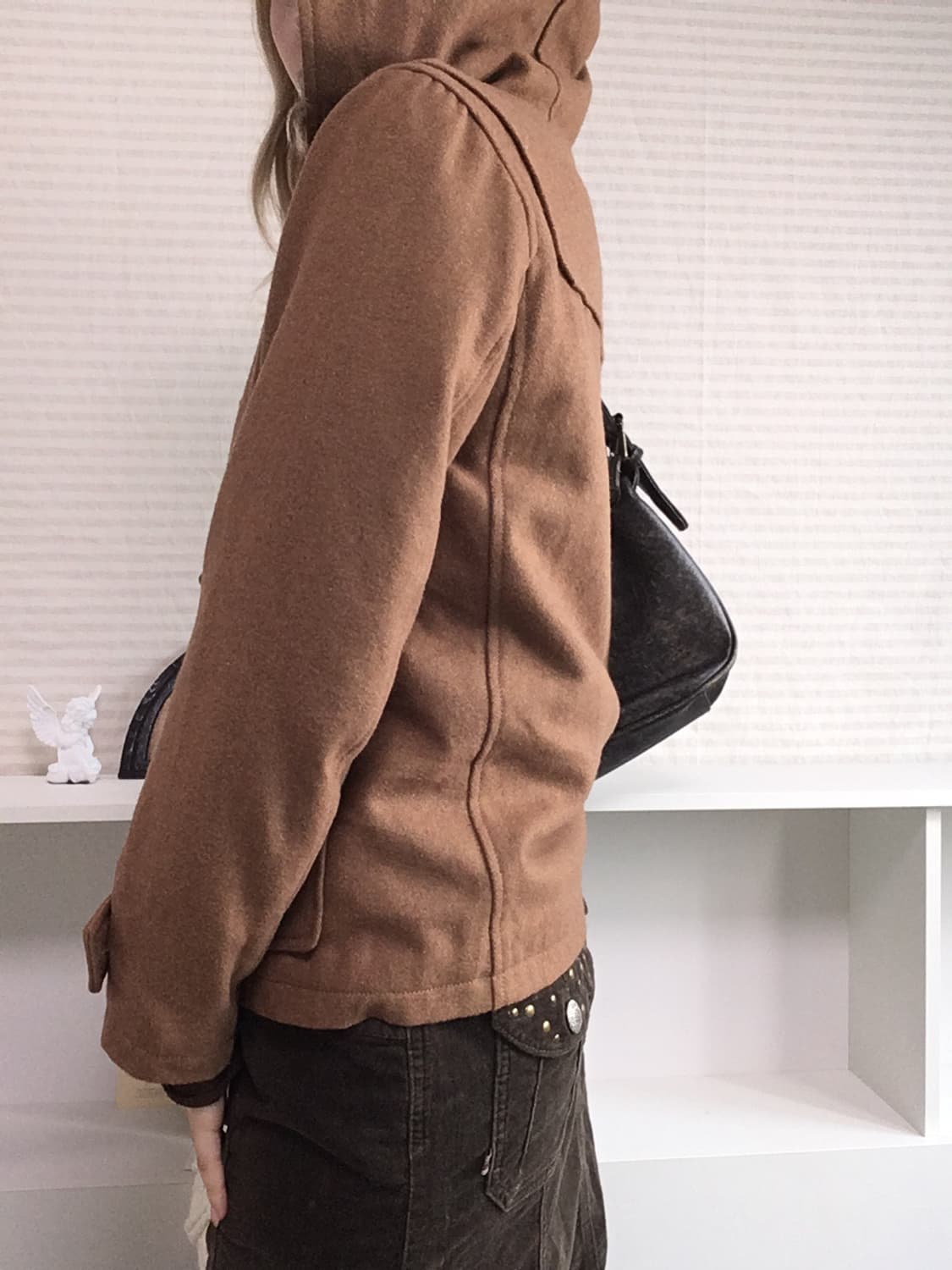 jpn vintage camel brown duffle hood half 상품이미지5