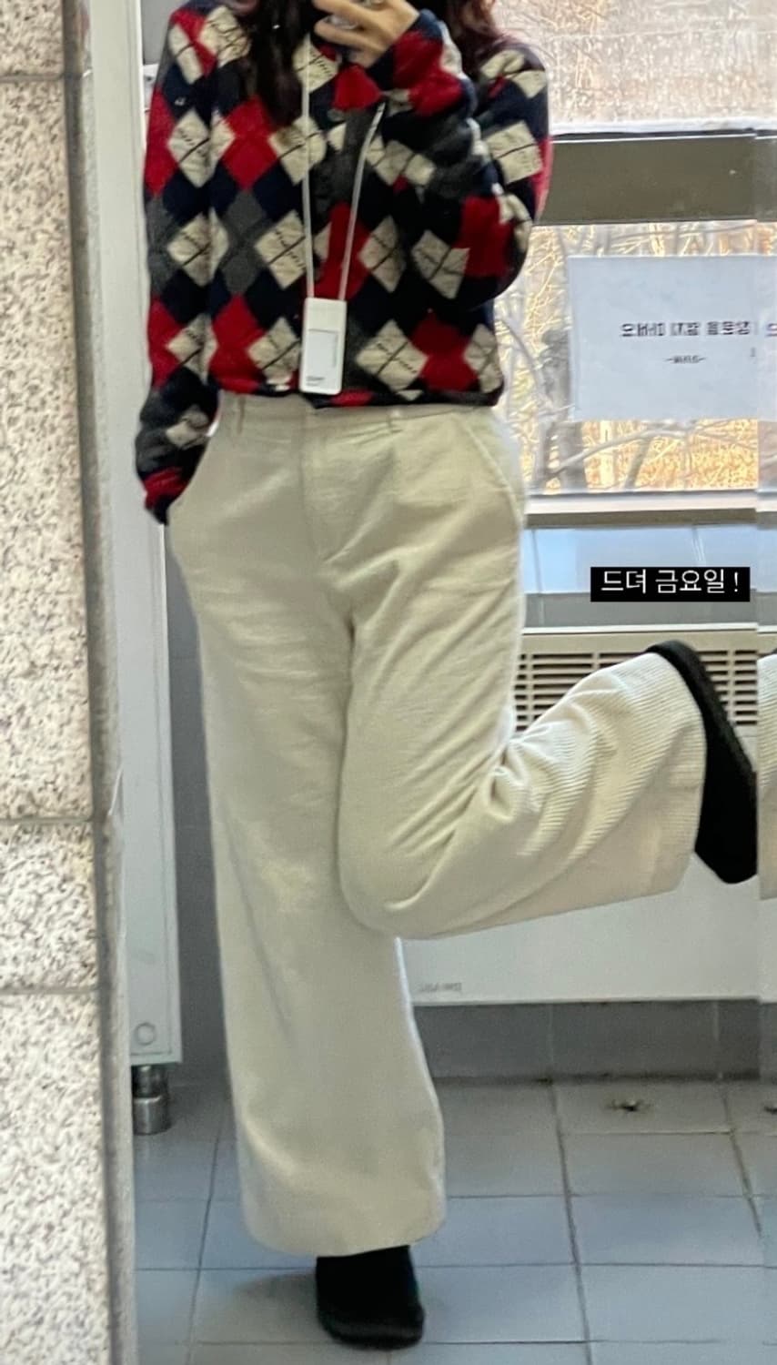 아이보리 스웨이드 와이드핏 팬츠 상품이미지1