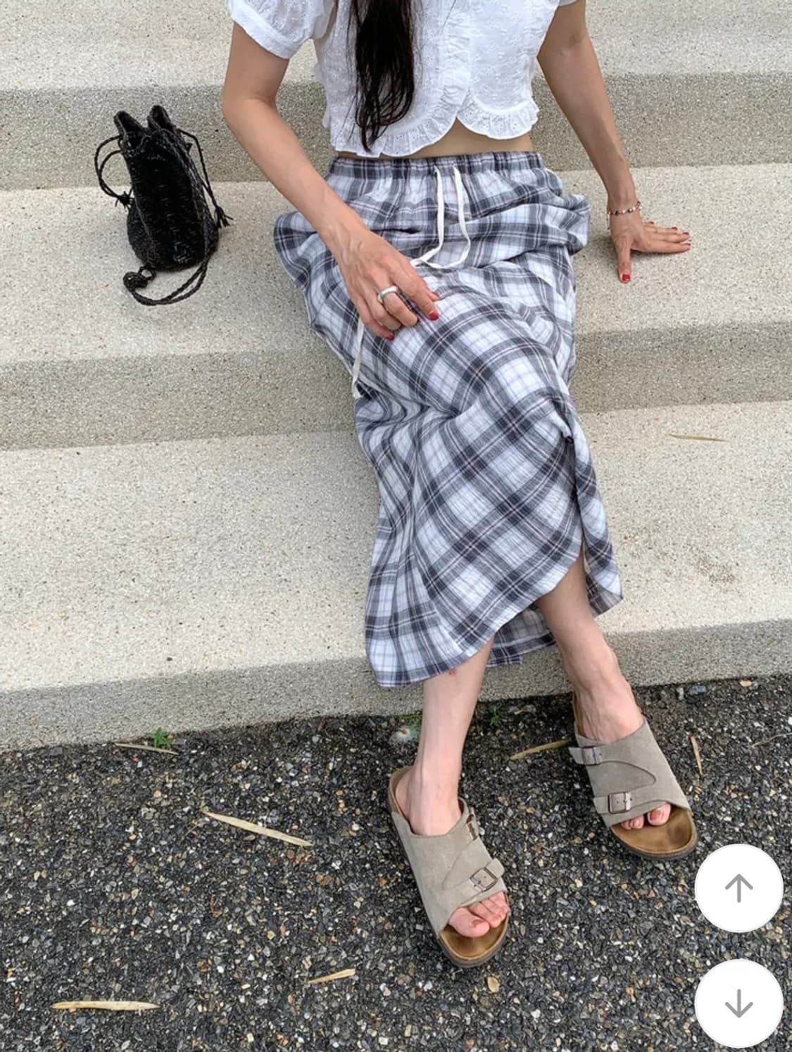 언더비 [Mayvi] pomelo 체크 롱 스커트 상품이미지2