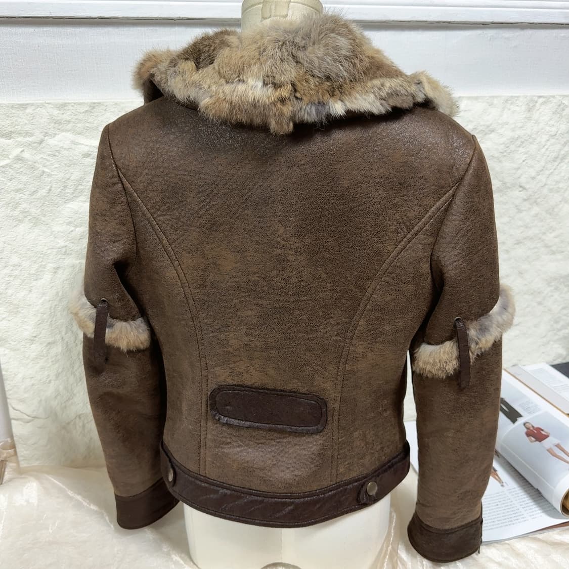 빈티지 Y2K토끼털칼라 스웨이드 가죽자켓 상품이미지3