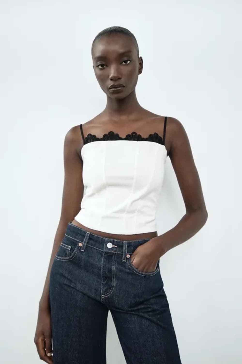 자라 레이스 트리밍 코르셋 탑 S 상품이미지1