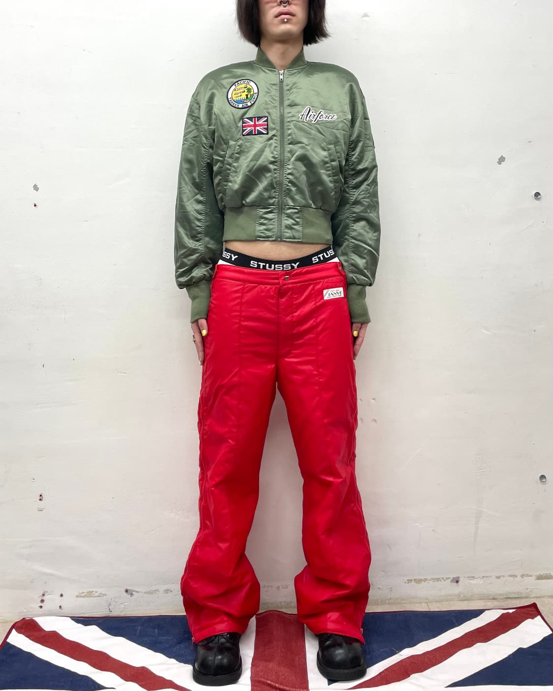 American cropped glossy Bomber jacket 상품이미지4