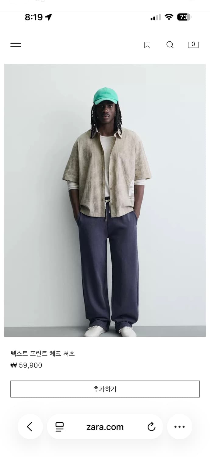 자라 텍스트 프린트 반팔 체크셔츠 상품이미지5