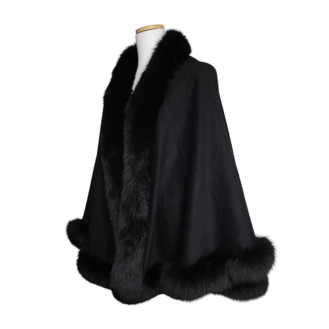 폭스 퍼 트림 캐시미어 케이프 프리사이즈 상품이미지2