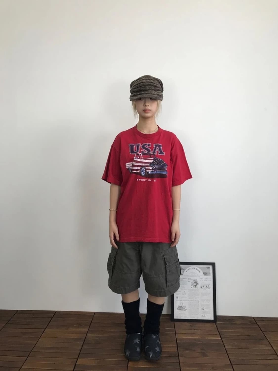 Vintage USA Flag 57 Truck Graphic Tee 상품이미지3