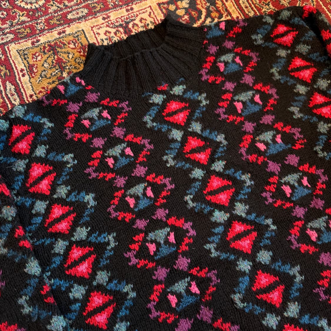 90s L.L.Bean 아즈텍 패턴 울 모크넥 니트 [ 66-77 ] 상품이미지3