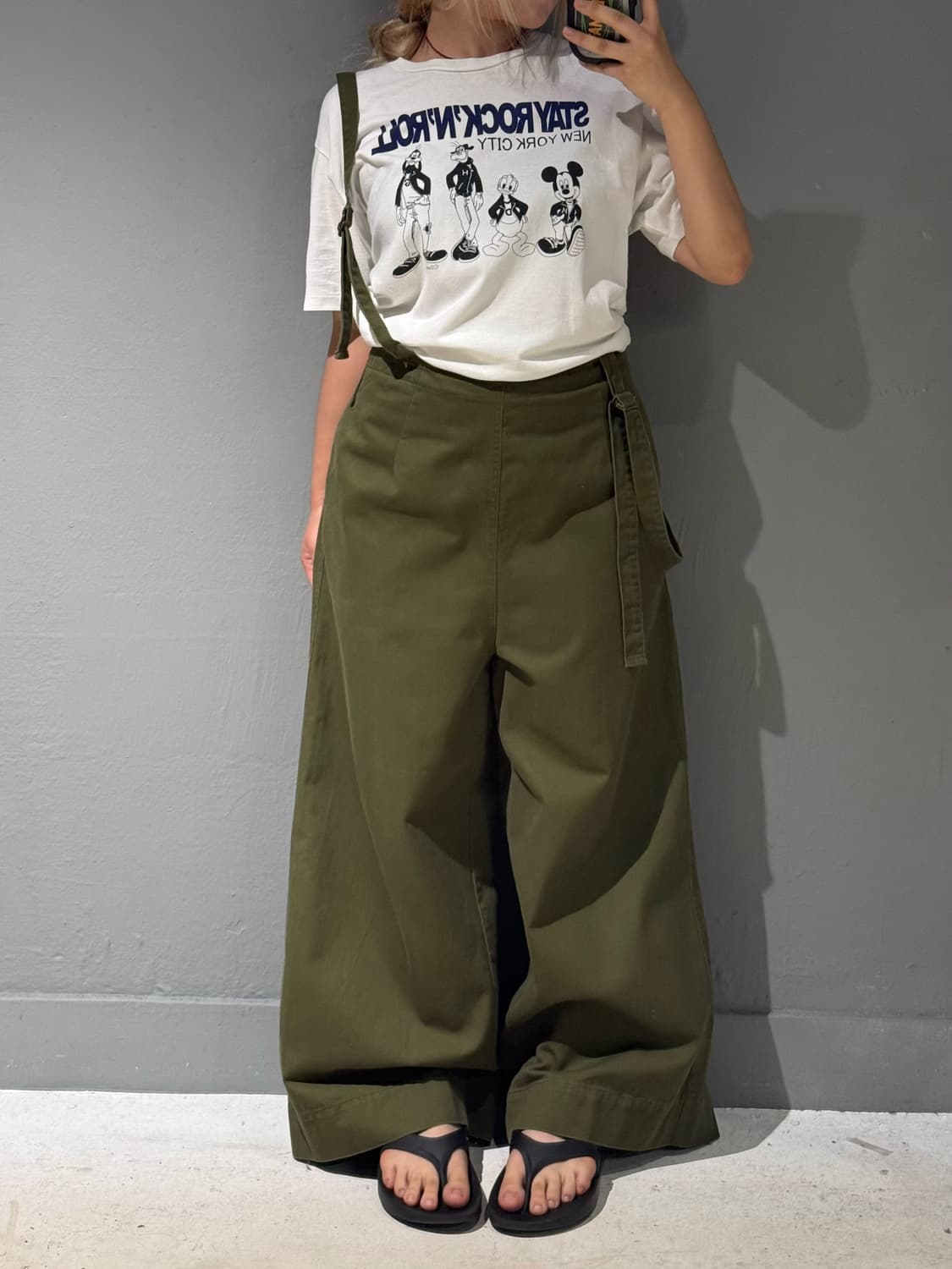 khaki wide-fit overalls pants 상품이미지1