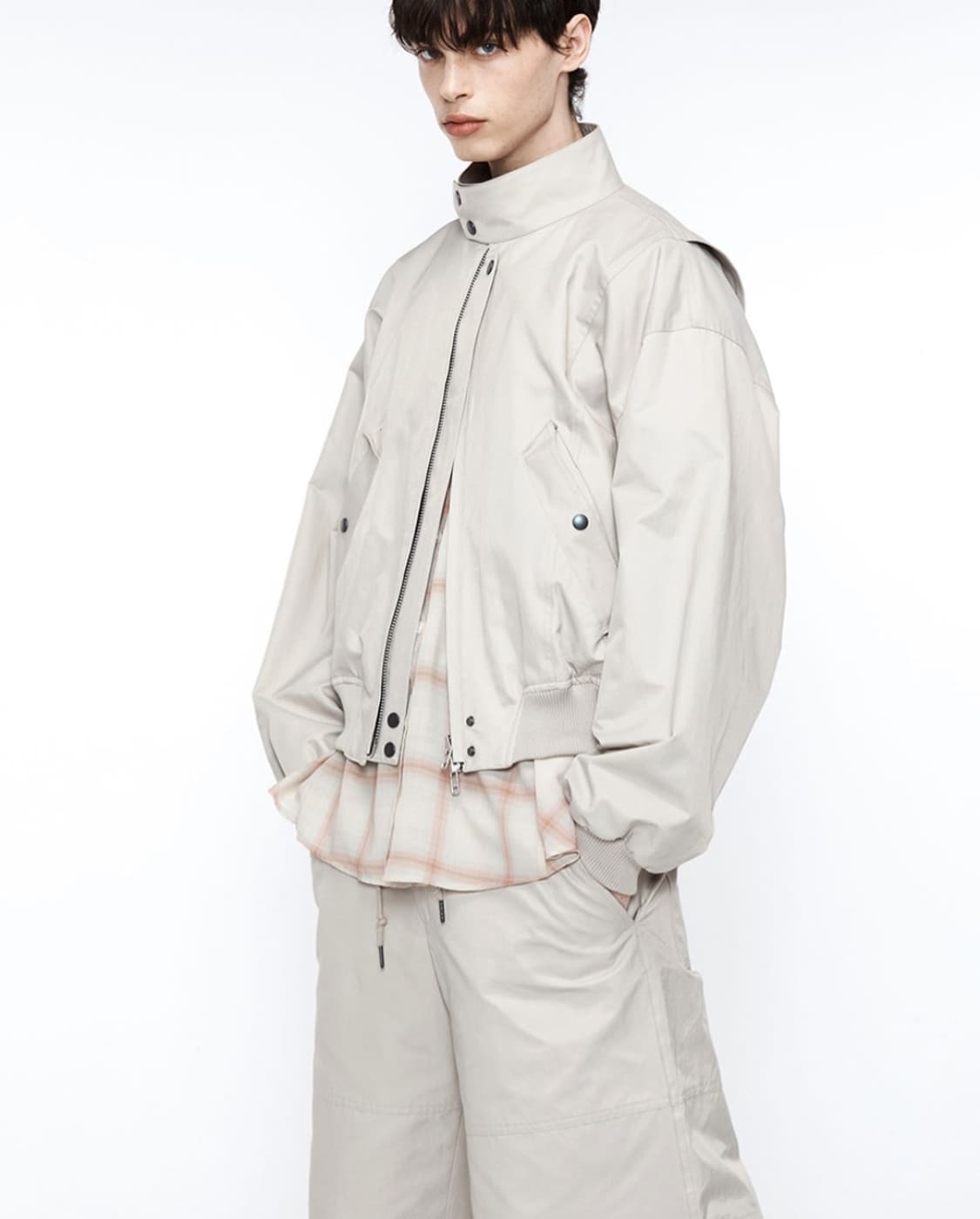 알렌느 레이어드 해링턴 블루종 크림 베이지 2사이즈 상품이미지1