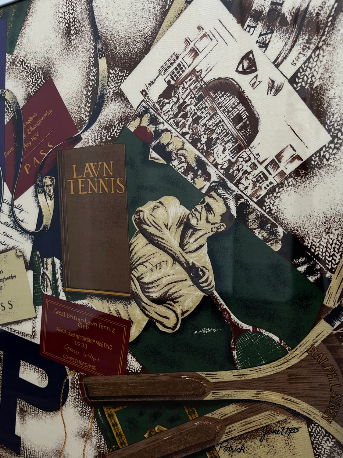 90s 폴로 랄프로렌 1933 LAWN Tennis 그래피티 스카프 액자 상품이미지2