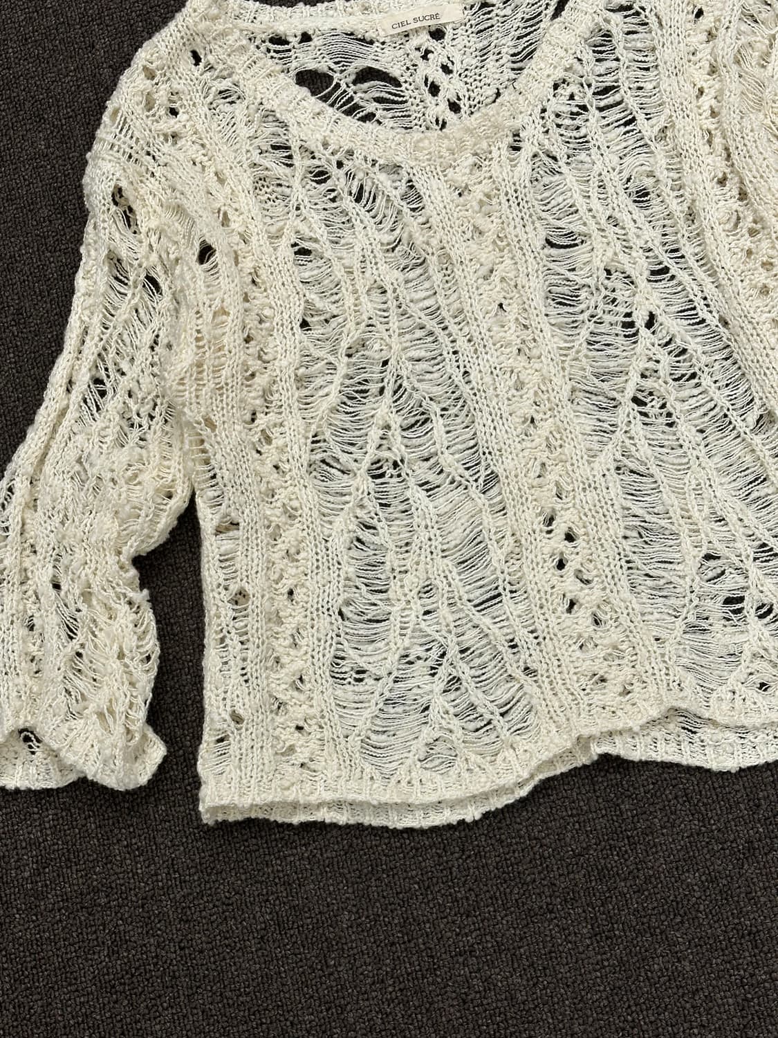 M)Japanese vintage 여성 그런지 아이보리 그물 니트 상품이미지4