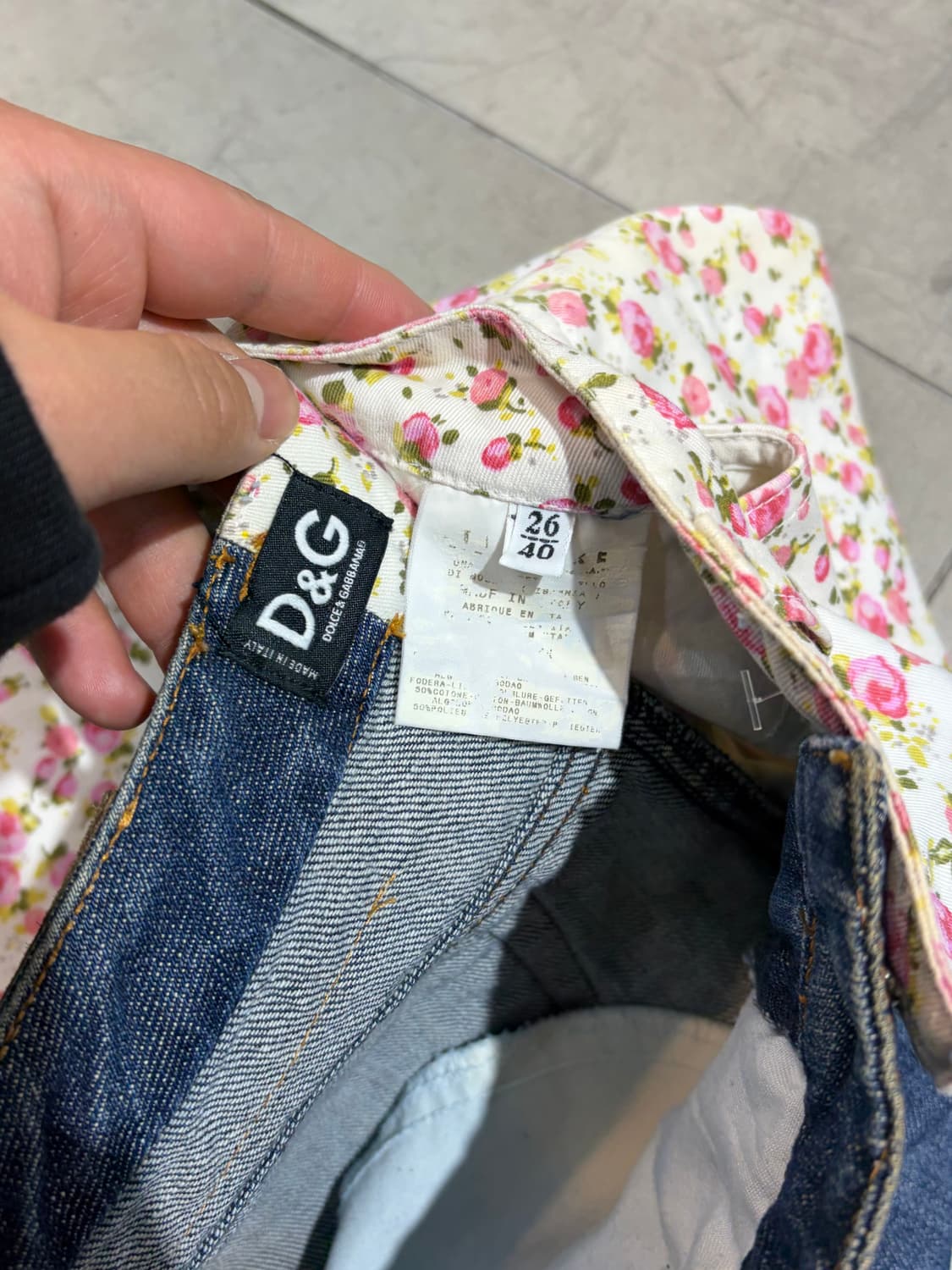 00s 돌체 앤 가바나 아카이브 데님 하프 플라워 미디 스커트 상품이미지9