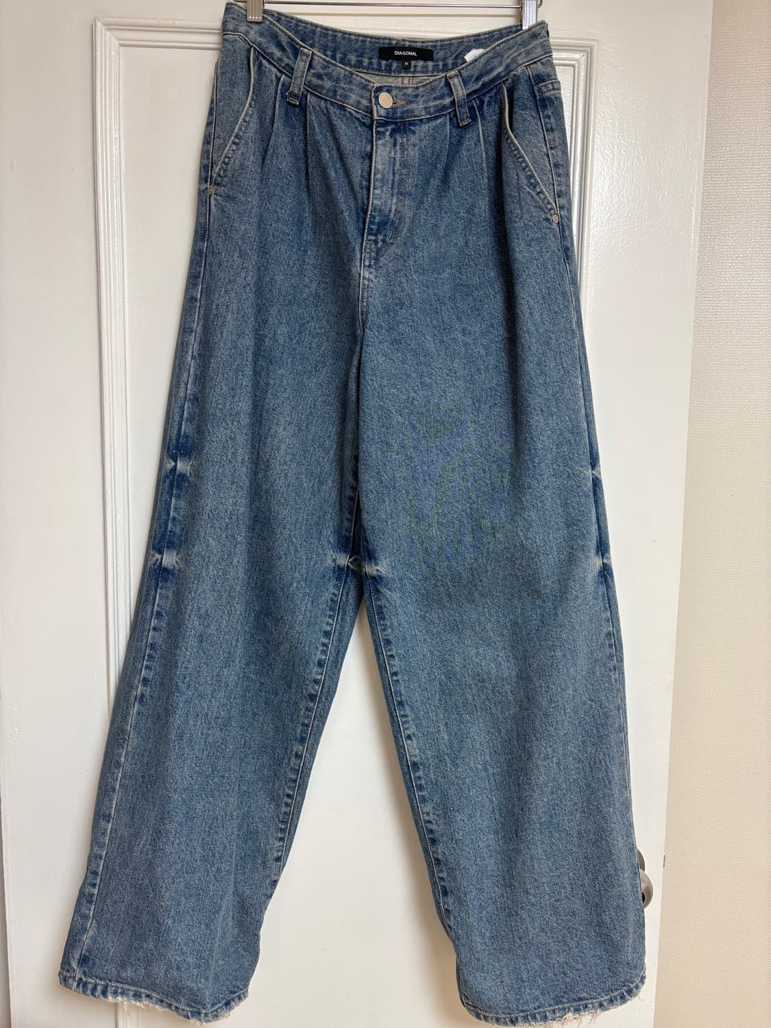 Diagonal relax wide denim pants 상품이미지5