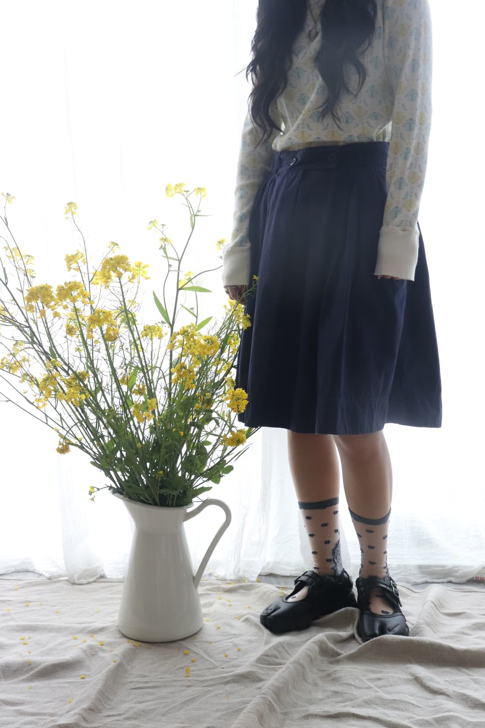 [MHL] Navy Midi Skirt 상품이미지3