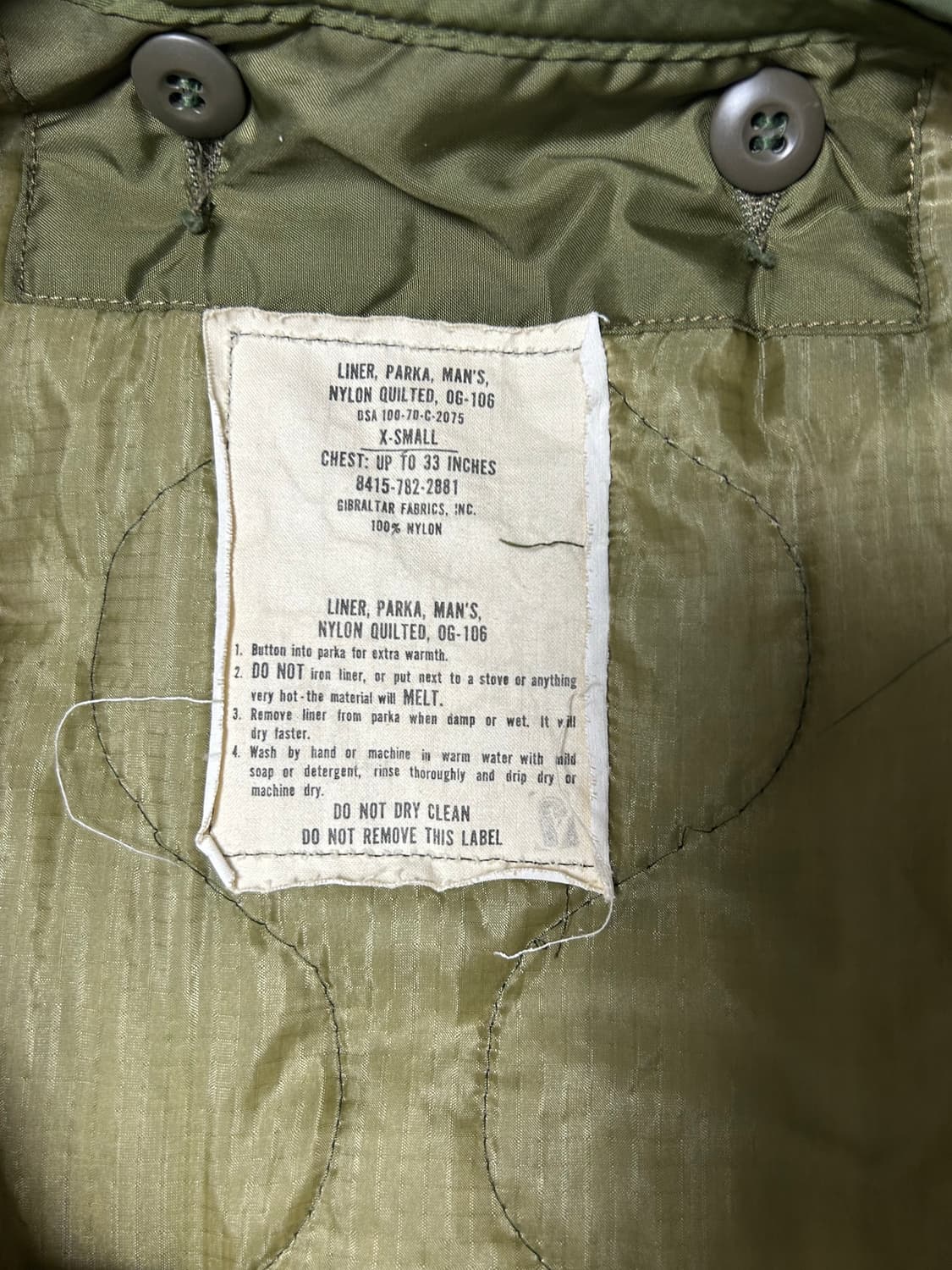 M65 피쉬테일 og 개파카 xs황금사이즈 (내피포함) 상품이미지3