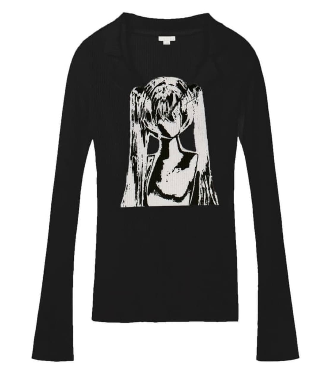 본네 카라 그래픽 탑 블랙 상품이미지1