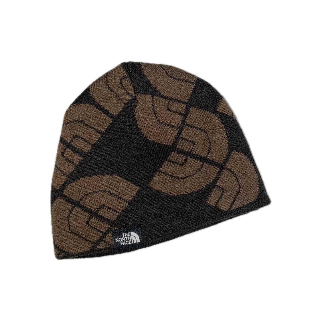 노스페이스 로고 패턴 비니 브라운 상품이미지1