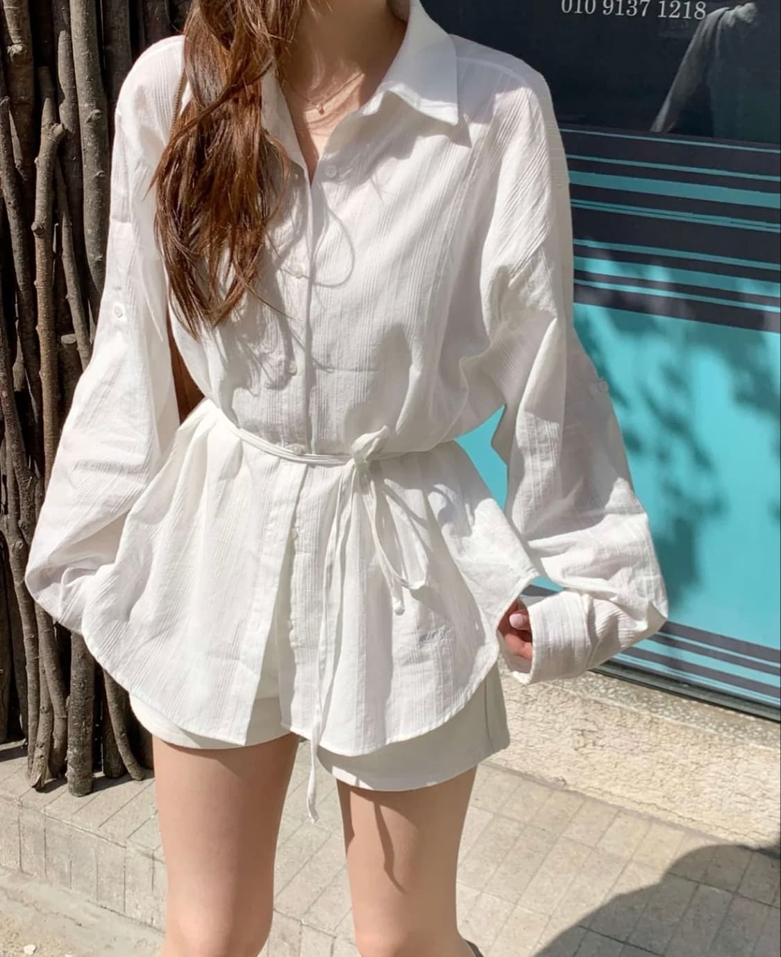 [새 상품] zaenio 리본 보이프렌드 셔츠 (white) 상품이미지3