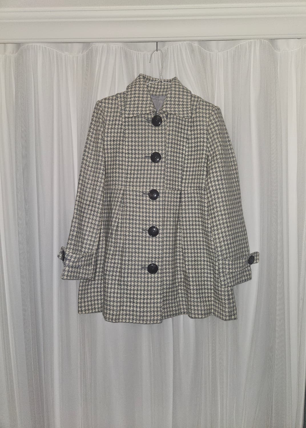 빈티지 밀크라떼 하운드체크 울 코트 원피스 니혼진 공겜여주 히메갸루 모리 상품이미지1