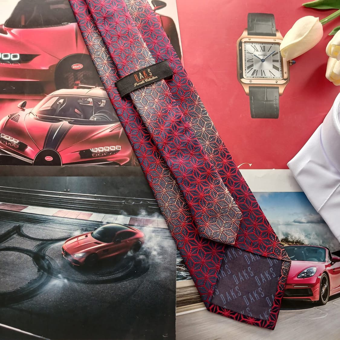 닥스 실크&폴리에스터 레드&블루 넥타이 8.5cm A+등급 A18591
 상품이미지4