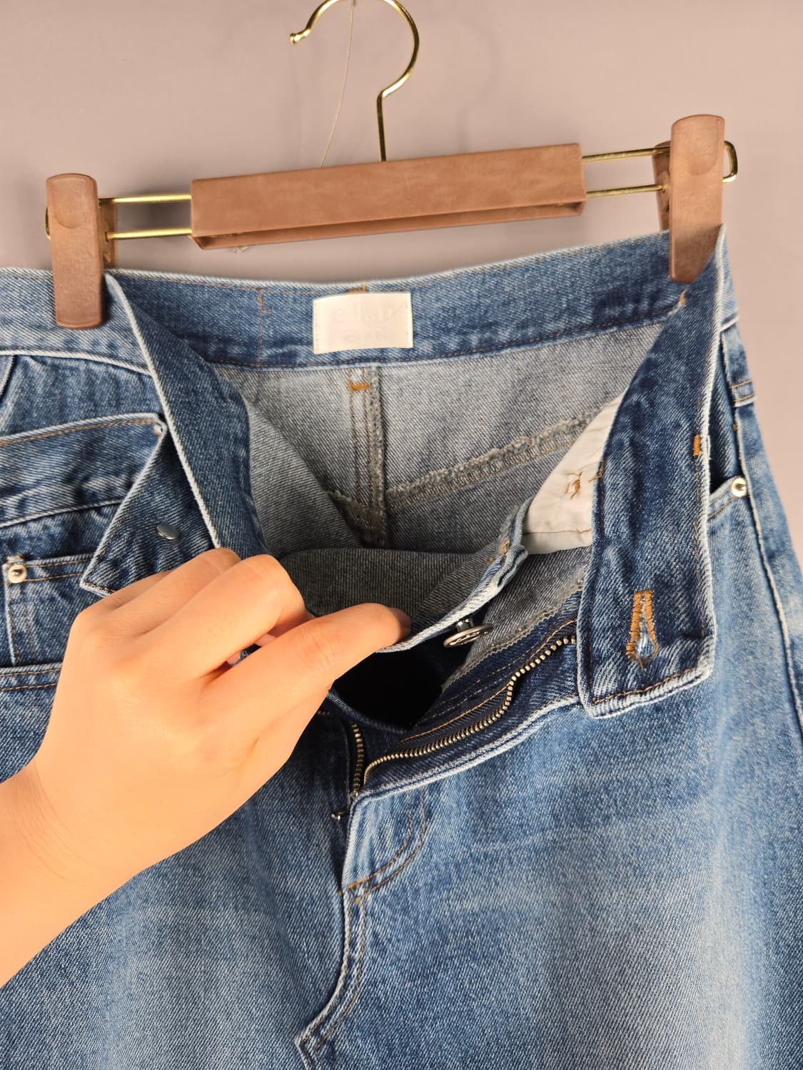 엘런아크 S 언발란스 롱 플레어 데님 청 스커트 치마 상품이미지8