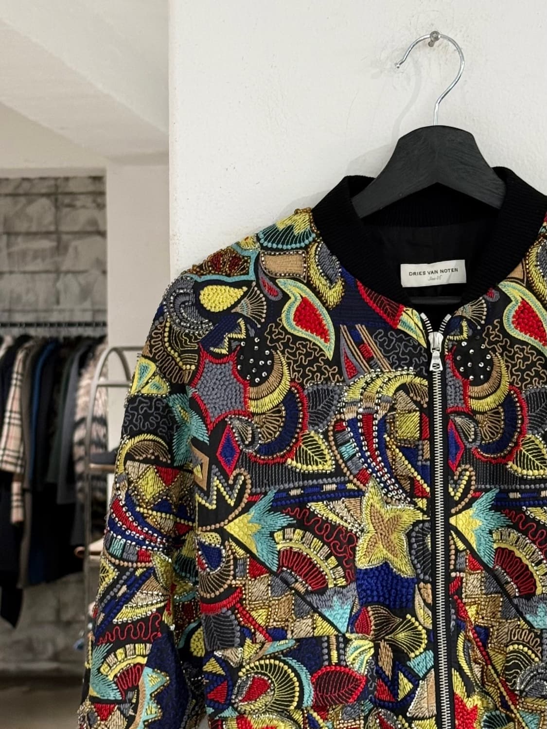 드리스 반 노튼 멀티컬러 자카드 크롭 봄버 자켓 상품이미지2