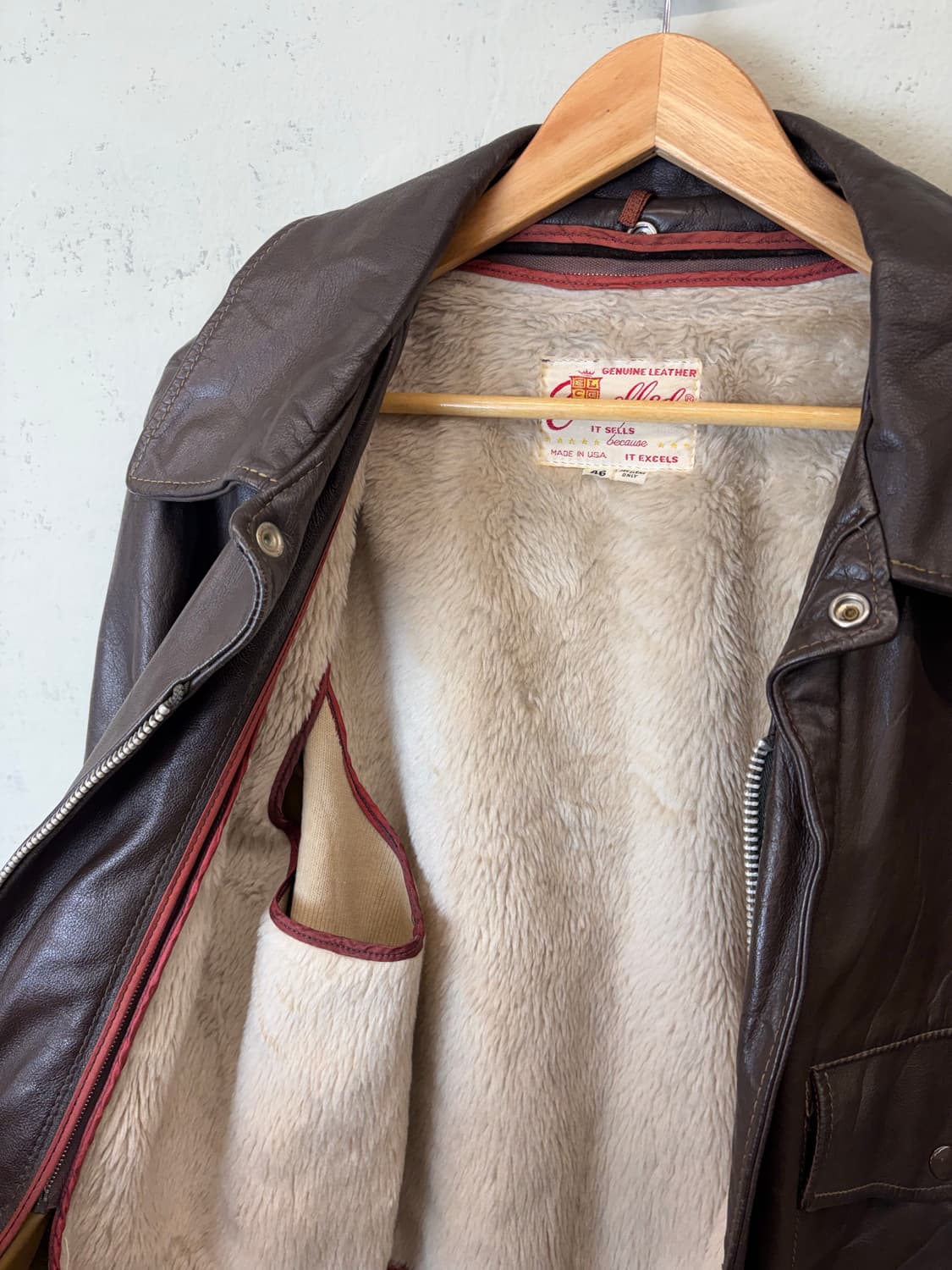 70s USA 엑셀드레더 A2 봄버 레더 자켓 상품이미지4