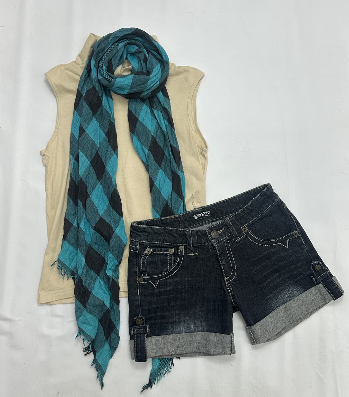 🩵펑크 보헤미안 너드걸 코디세트🩵 머플러 숏팬츠 슬리브리스 빈티지 상품이미지2