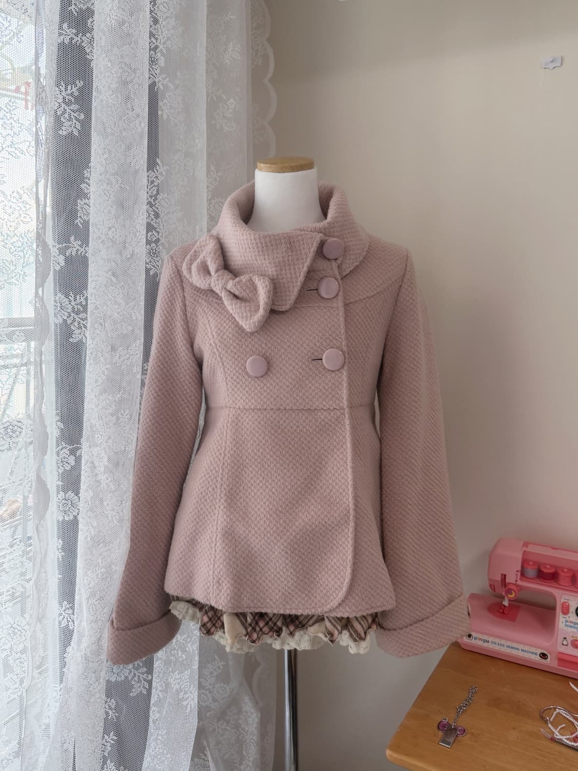 로디스포토 핑크 리본 코트 리즈리사 오네히메 라떼갸루 빈티지 상품이미지1