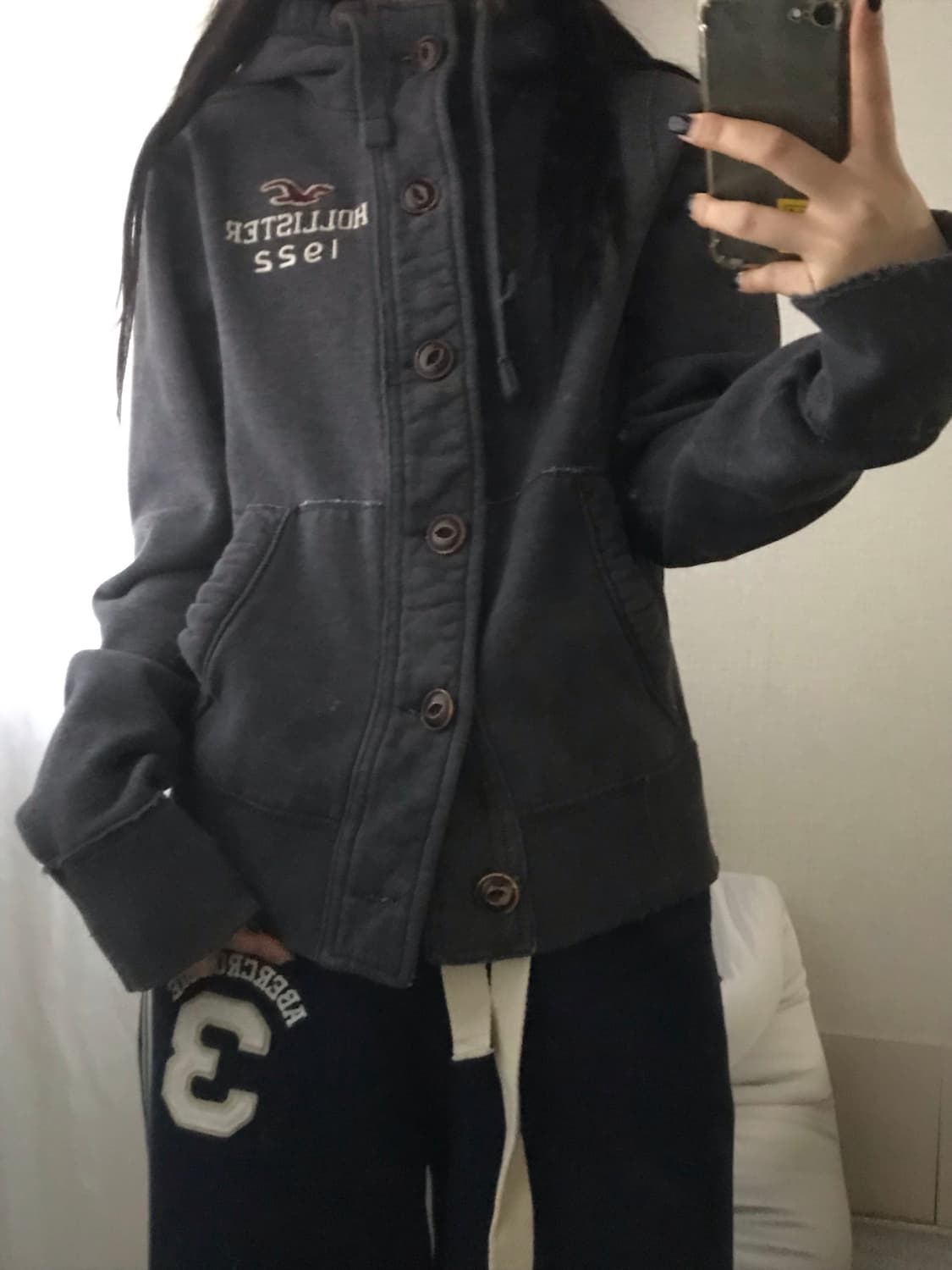 홀리스터 그레이 버튼 후디 상품이미지2